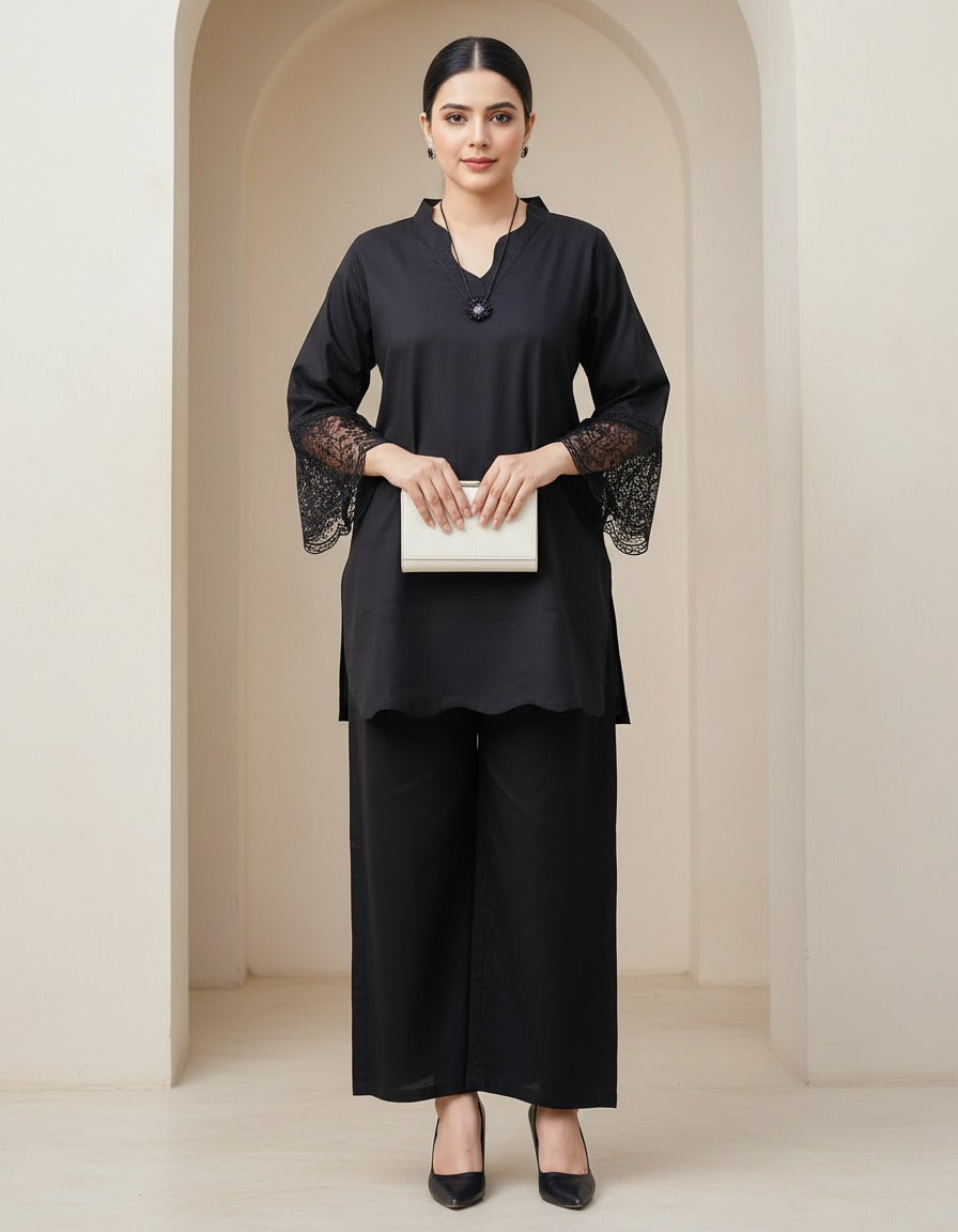 Jet Black Chikankari Co-Ord