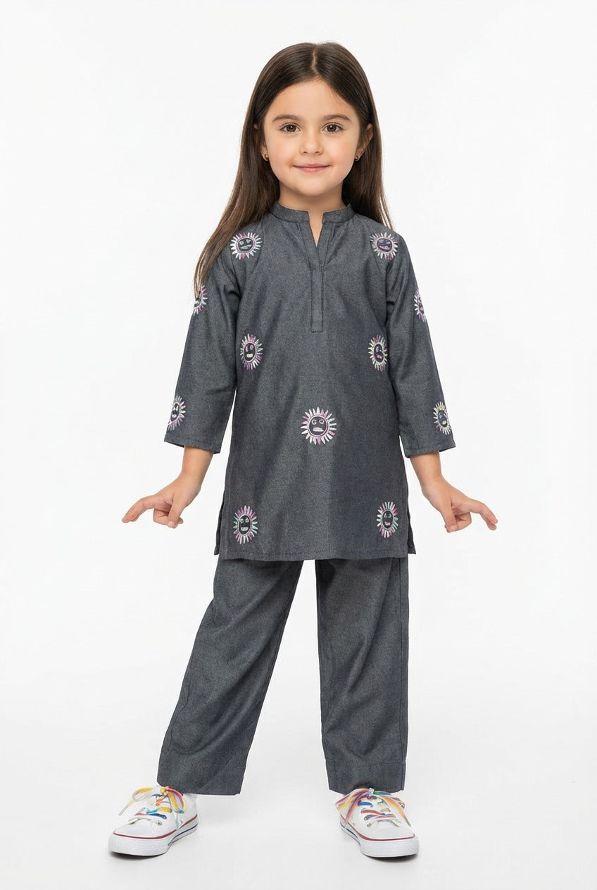 Little Charcoal Chikankari Co-Ord