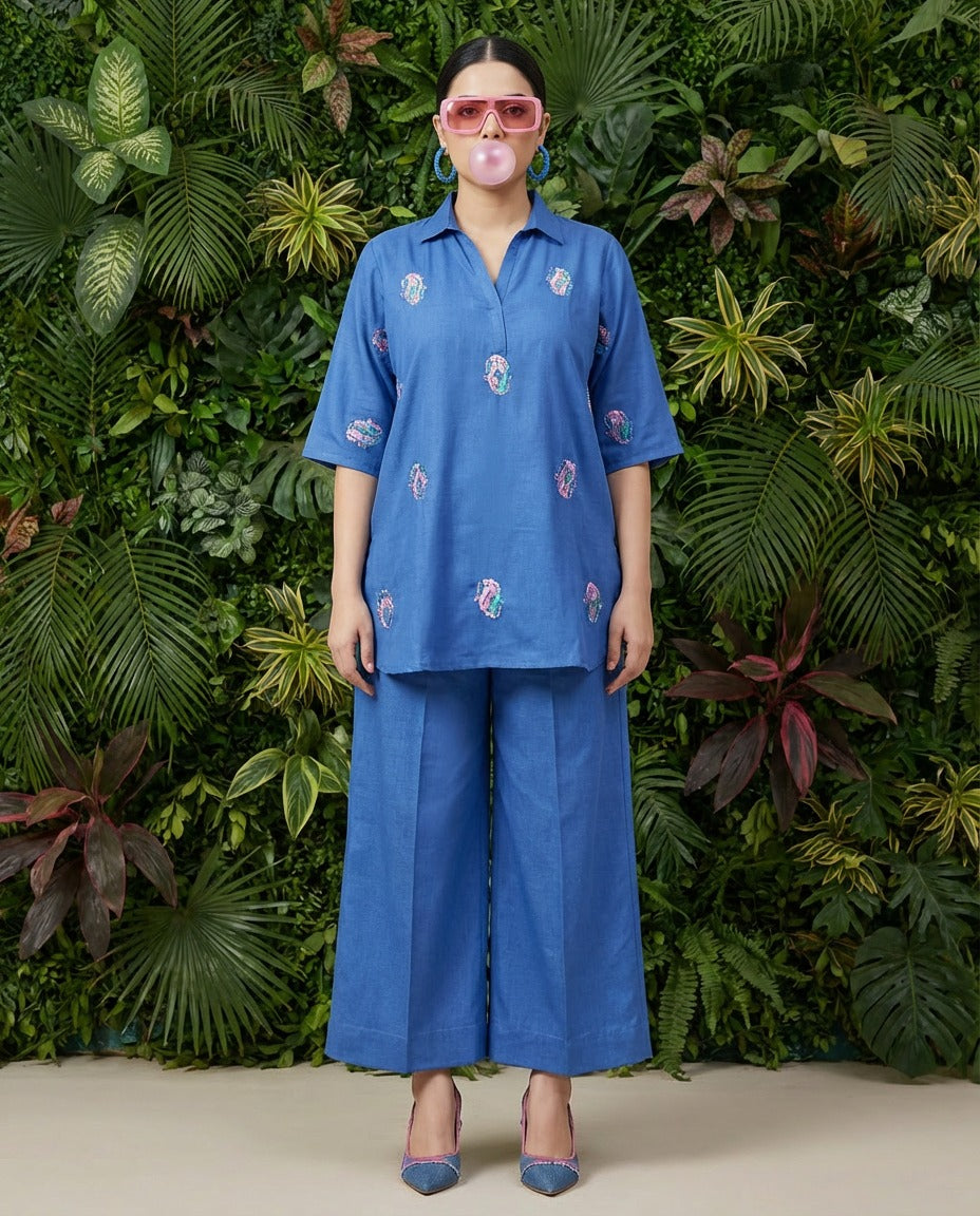 Soft Denim linen 4 season   Cord_set