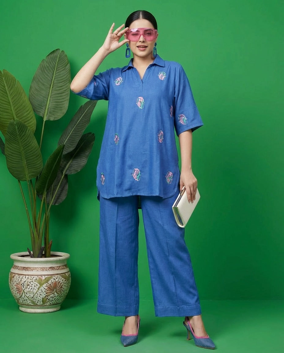 Soft Denim linen 4 season   Cord_set