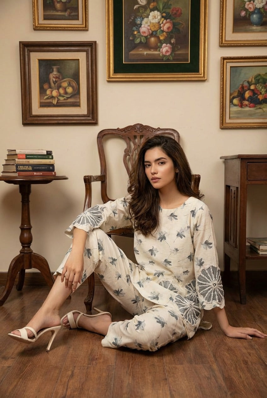 Magic garden  cotton-mix raw co-ord set